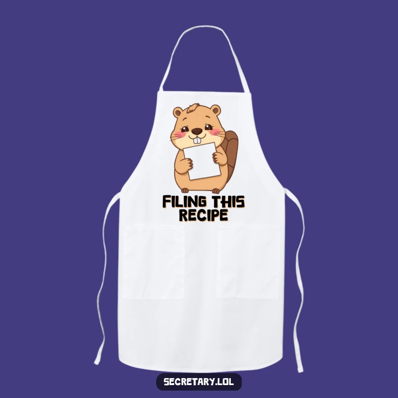 Funny Beaver Filing Paper Apron - Chef's Diligent Kitchen Gift
