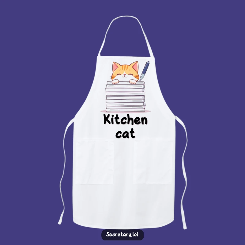 Funny Cat Paperwork Apron: Curious Chef's Choice for Kitchen Fun