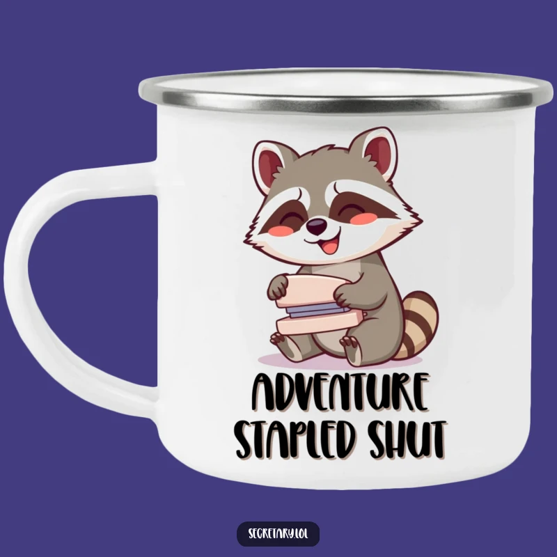 Funny Raccoon Camping Mug: Giggling Stapler - Hilarious Outdoor Gift