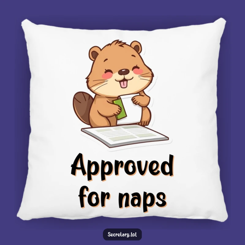Funny Beaver Stamping Pillow: Cozy Diligent Worker Cushion - Humorous Gift
