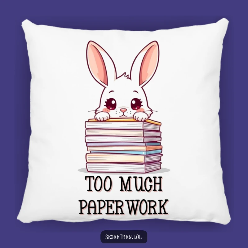 Funny Rabbit File Pillow: Overwhelmed Rabbit Cushion - Humorous Comfort Gift