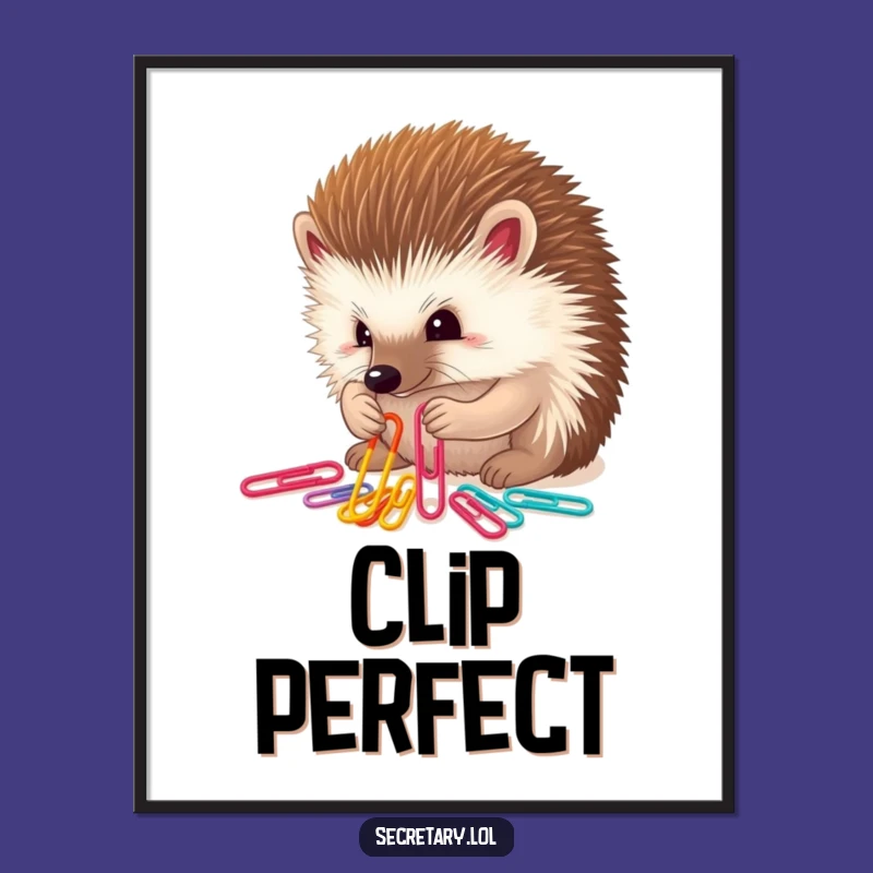 Funny Hedgehog Paper Clip Digital Art: Determined Decor for Organized Spaces