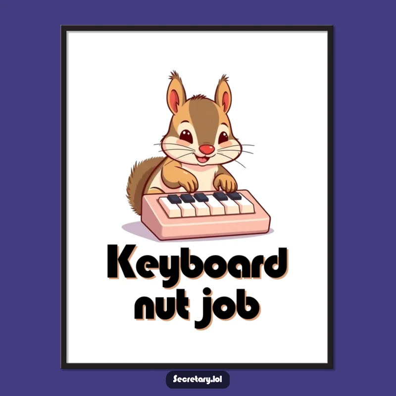 Funny Squirrel Keyboard Digital Art: Hilarious Printable for Tech Lovers' Decor