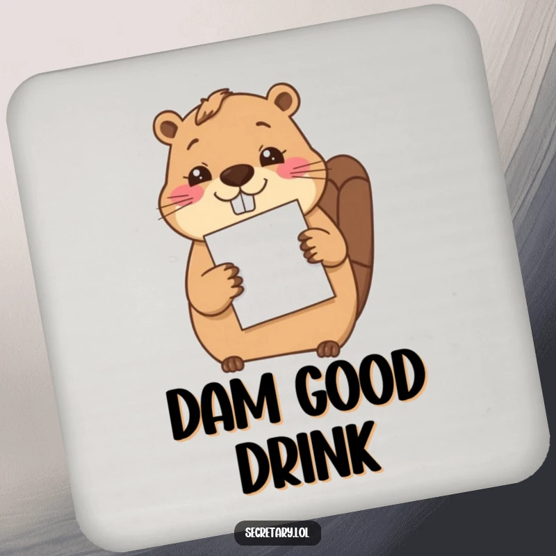 Funny beaver carefully filing a single sheet of paper with its paw, protecting surfaces with a humorous and diligent design.