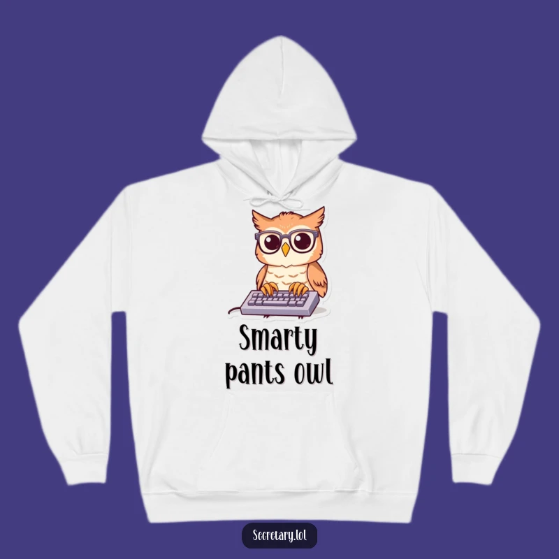 Cozy Funny Owl Typing Hoodie: Warm and Hilarious Spectacled Owl Sweatshirt Gift