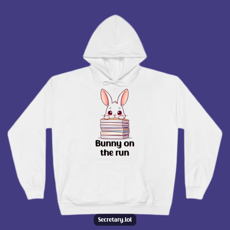 Cozy Funny Rabbit File Hoodie: Overwhelmed Rabbit - Humorous Comfort Gift