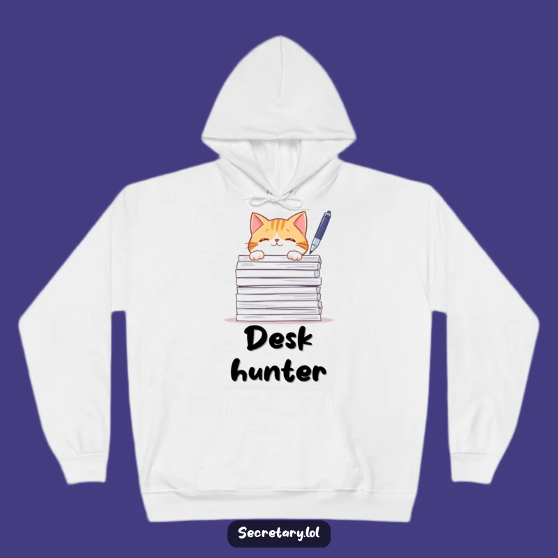 Funny Cat Paperwork Hoodie: Cozy Curiosity and Pen Batting Fun Gift
