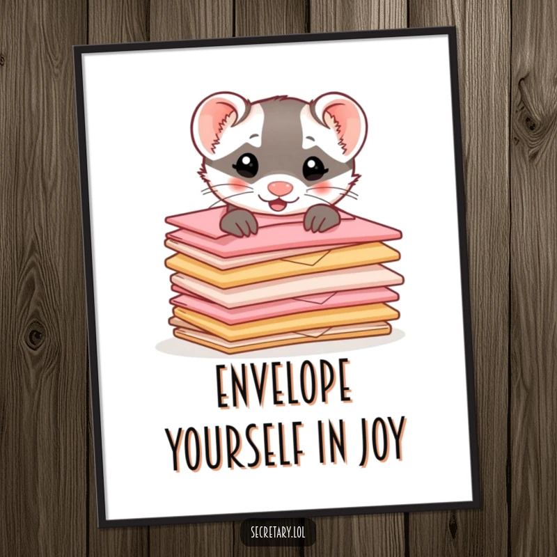 Funny Free Printable Ferret Peek-a-Boo Wall Art: Playful ferret hiding, a humorous downloadable art piece.