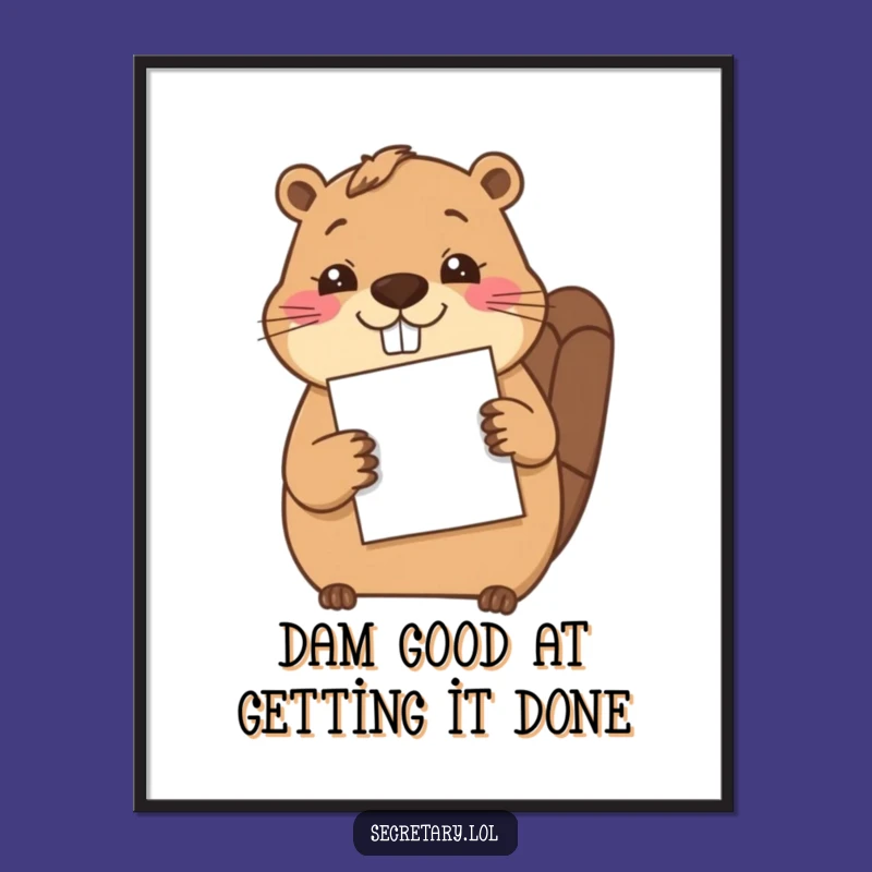 Funny Free Printable Beaver Wall Art: Organized Filing Downloadable Decor Gift