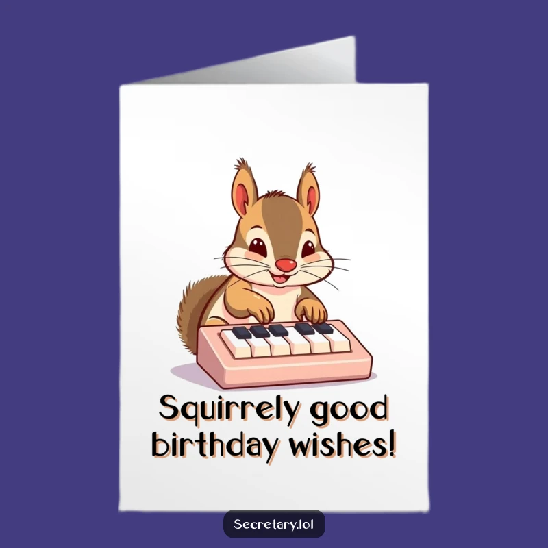Free Printable Birthday Card: Funny Squirrel Typing Greeting - Hilarious Downloadable Paw-some Gift