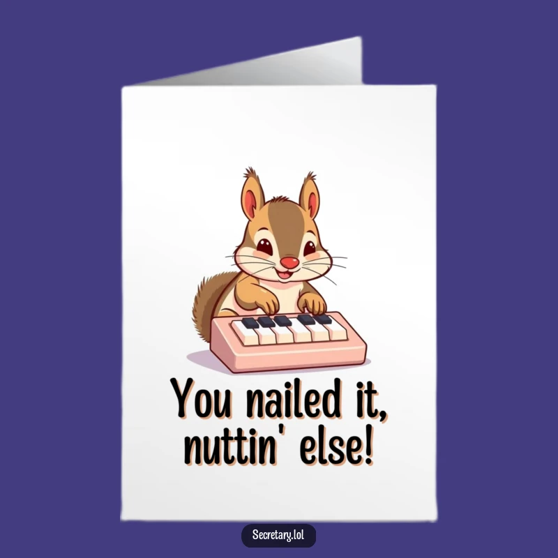 Free Printable Congratulations Card: Squirrel Keyboard Champ - Humorous Downloadable Success Gift