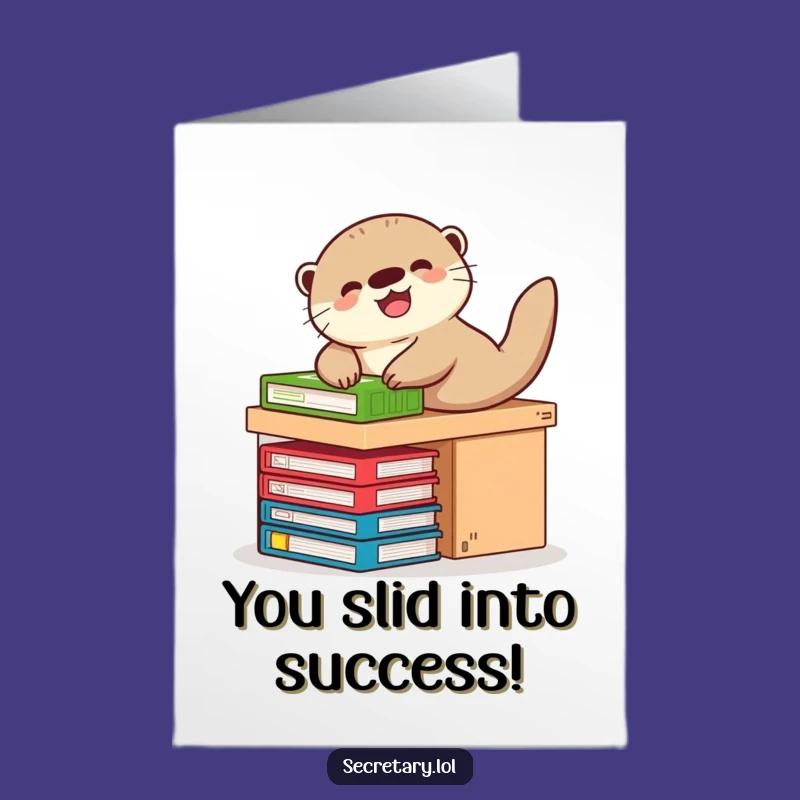 Free Printable Otter Congratulations Card - Sliding into Success Downloadable Gift