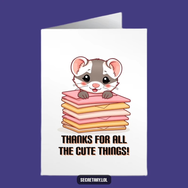Free Printable Ferret Thank You Card: Funny Downloadable for Expressing Gratitude!