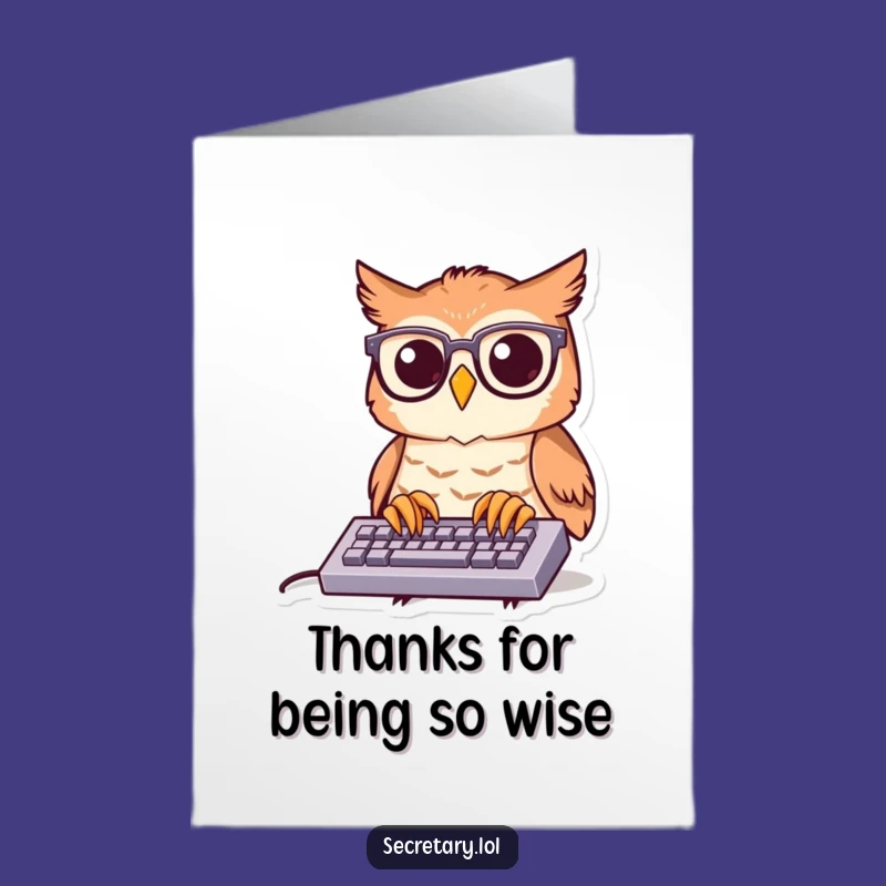 Free Printable Thank You Card: Funny Owl Typing, Express Gratitude Instantly