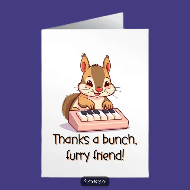 Free Printable Thank You Card: Squirrel's Keyboard Gratitude - Funny Downloadable Appreciation Gift