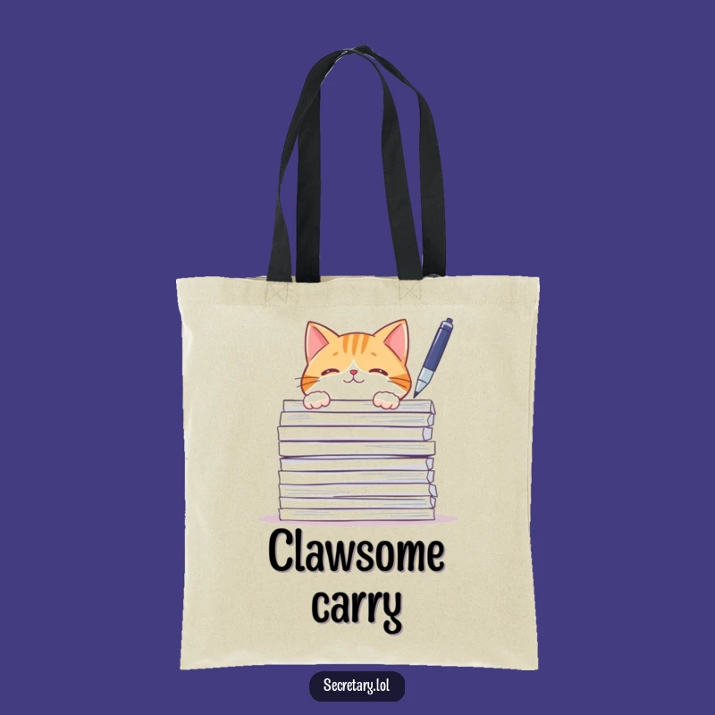 Funny Cat Paperwork Tote Bag: Curious Kitty Carrying Essentials with Humor